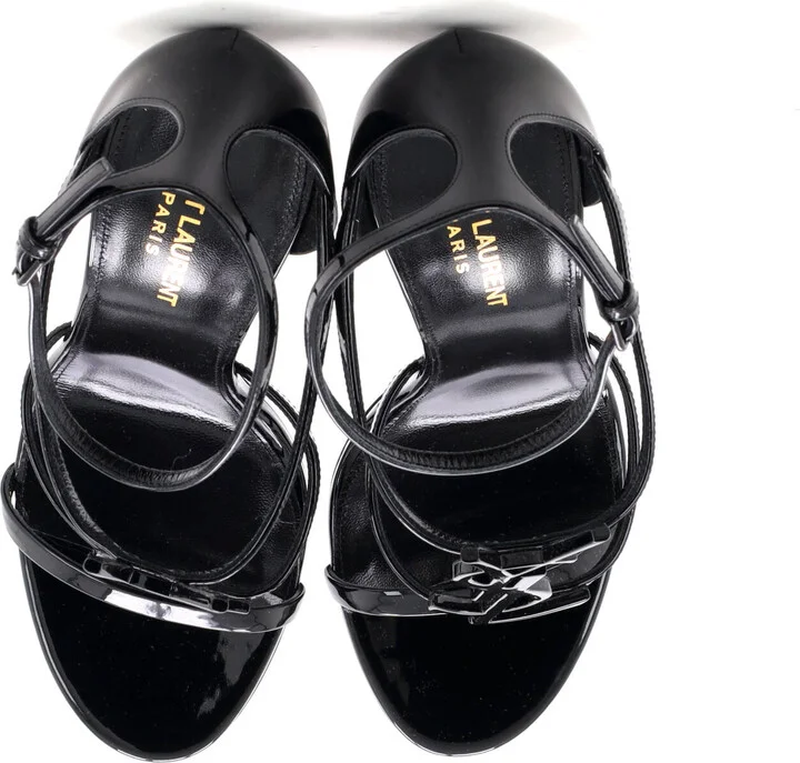 Saint Laurent Women's Cassandra Heeled Sandals Patent 100 - Image 2