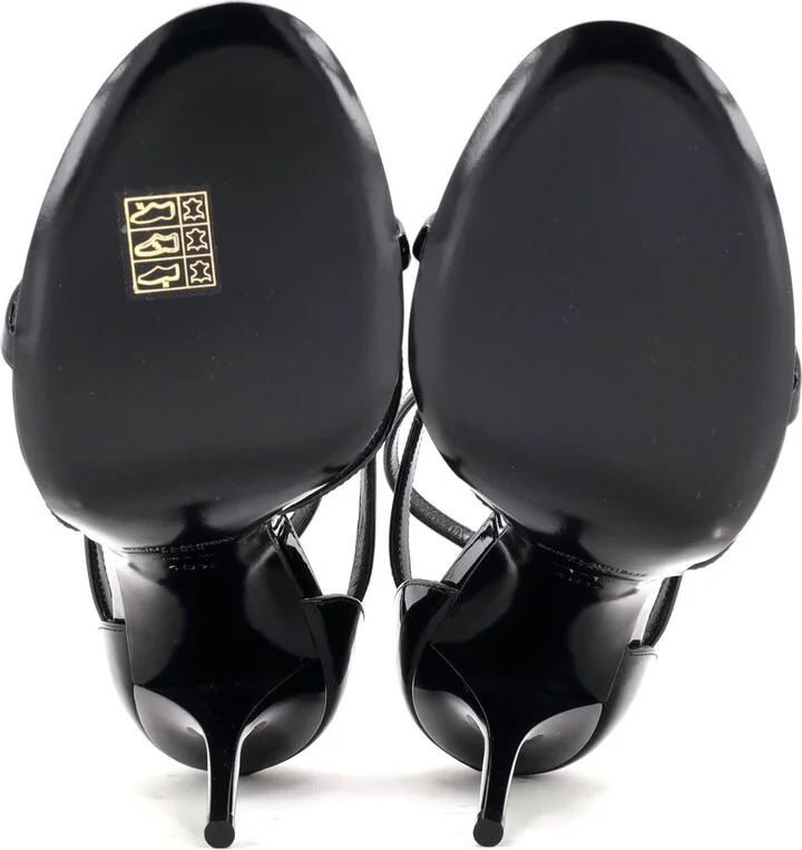 Saint Laurent Women's Cassandra Heeled Sandals Patent 100 - Image 4