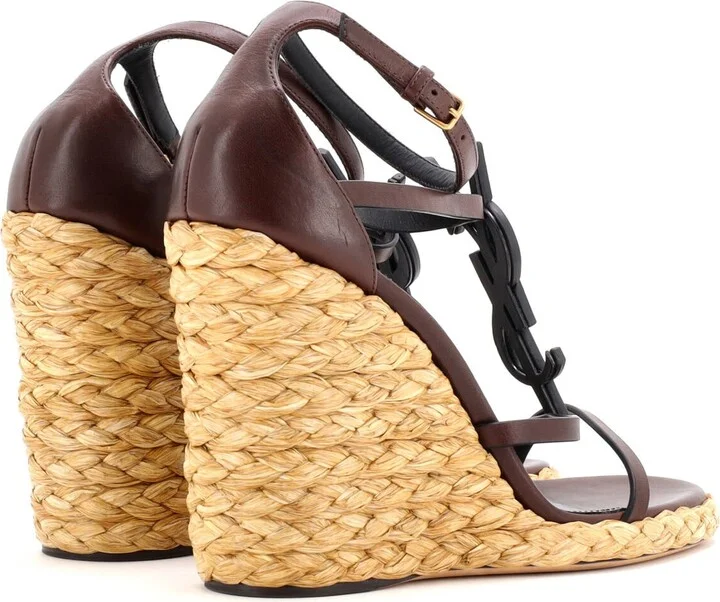 Saint Laurent Women's Cassandra Wedge Espadrilles Leather - Image 3