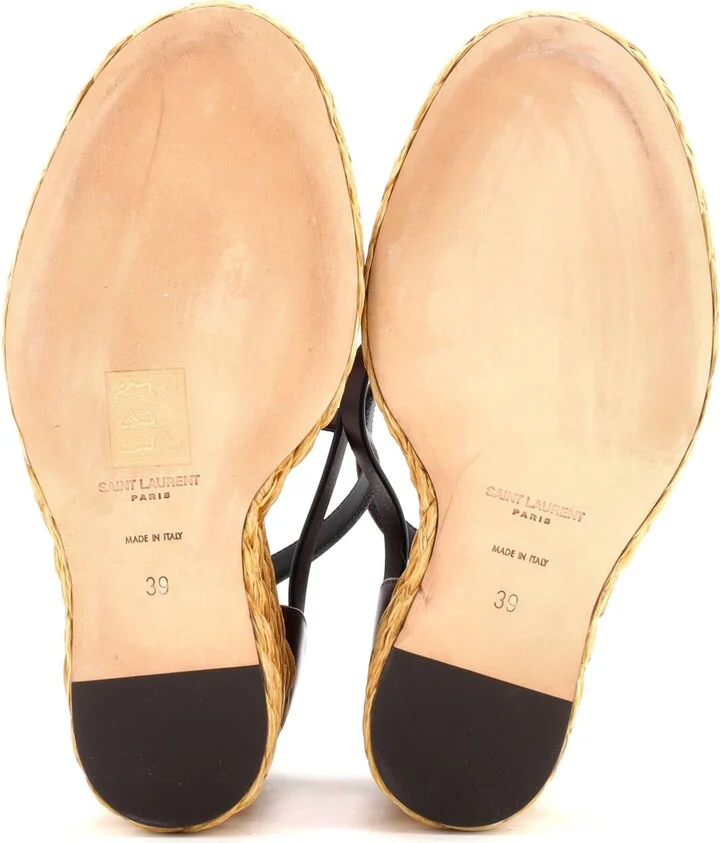 Saint Laurent Women's Cassandra Wedge Espadrilles Leather - Image 4