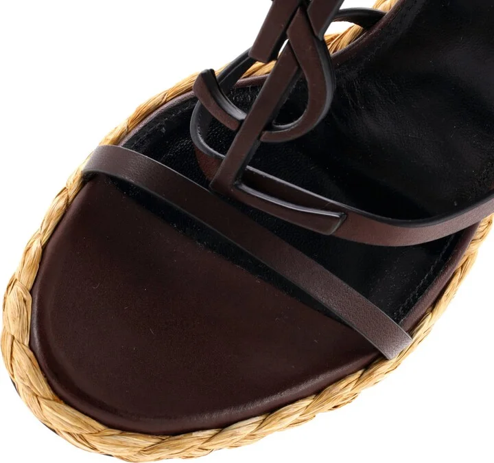 Saint Laurent Women's Cassandra Wedge Espadrilles Leather - Image 5
