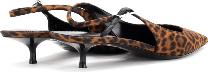 Saint Laurent Women's Cherish Slingback Pumps Printed Silk - Image 3