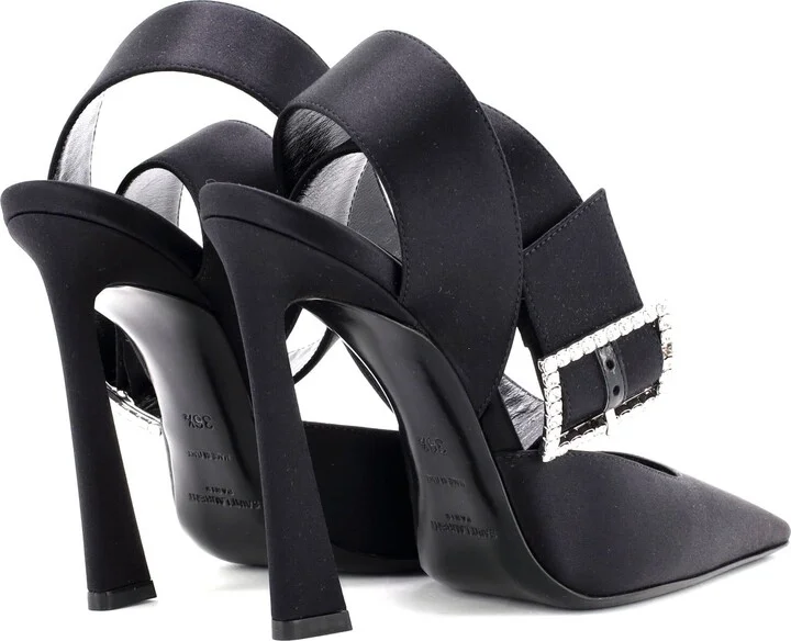 Saint Laurent Women's Claude Ankle Strap Pumps Satin - Image 3