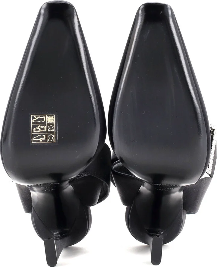 Saint Laurent Women's Claude Ankle Strap Pumps Satin - Image 4