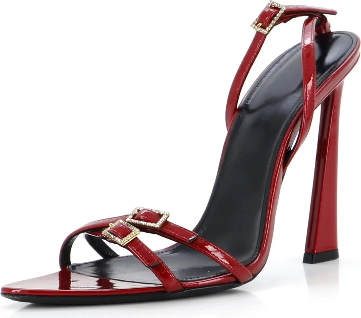 Saint Laurent Women's Gippy Crisscross Mule Sandals Patent 110