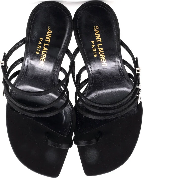 Saint Laurent Women's Jerry Sandals Satin with Crystals 110 - Image 2