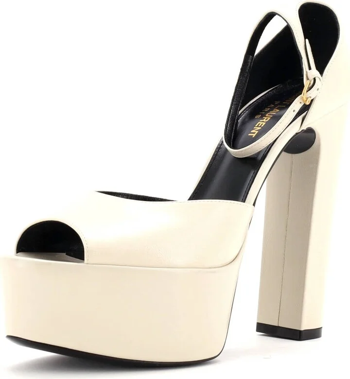 Saint Laurent Women's Jodie Platform Heeled Sandals Leather