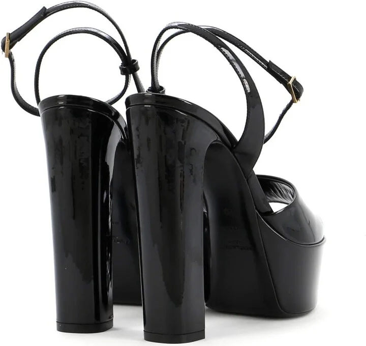 Saint Laurent Women's Jodie Platform Heeled Sandals Patent - Image 3