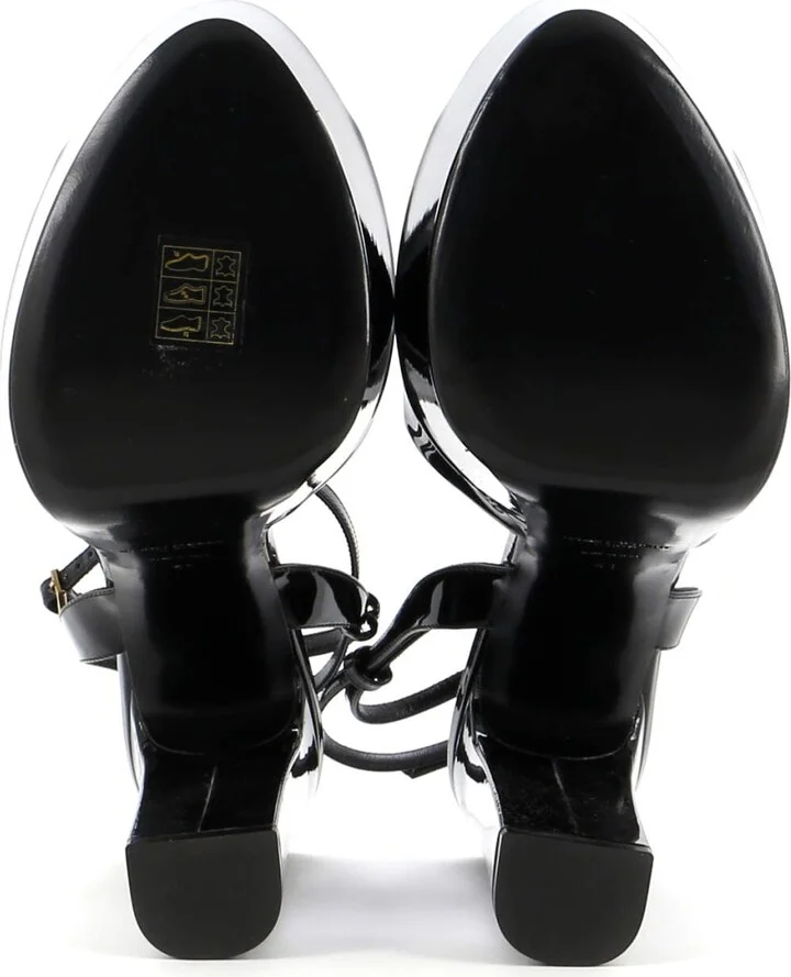Saint Laurent Women's Jodie Platform Heeled Sandals Patent - Image 4