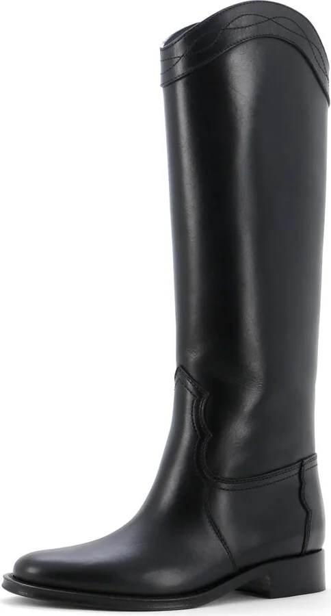 Saint Laurent Women's Kate Western Heeled Knee High Boots Leather