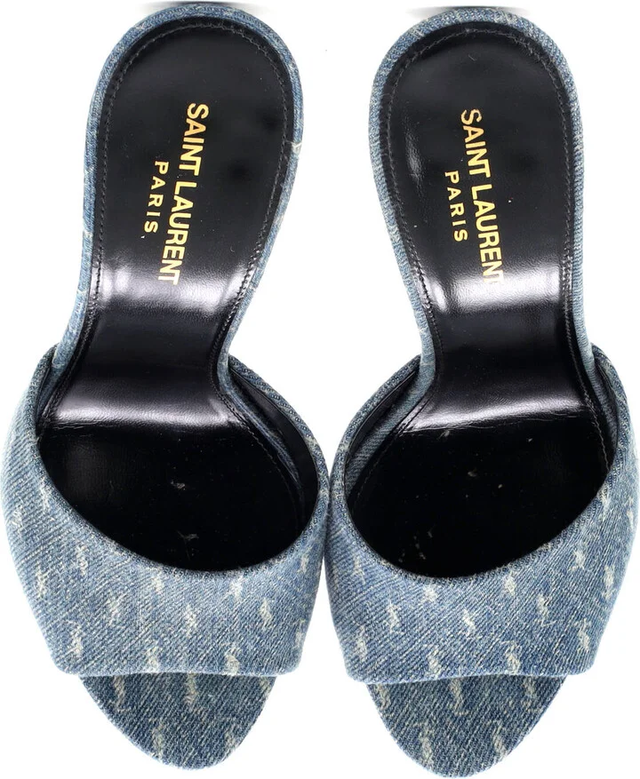 Saint Laurent Women's LA 16 Mules Monogram Denim - Image 2