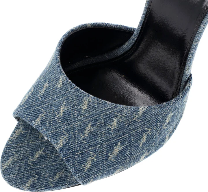 Saint Laurent Women's LA 16 Mules Monogram Denim - Image 5