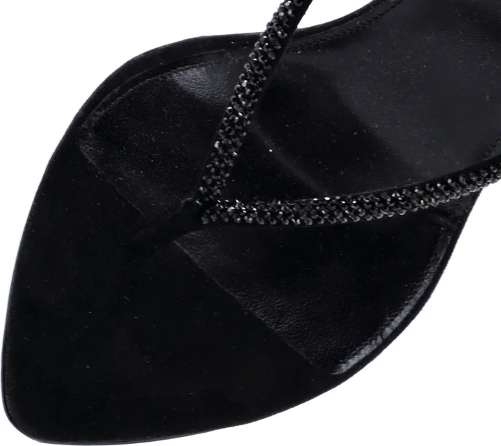 Saint Laurent Women's Nadja Heeled Sandals Suede and Crystals - Image 5