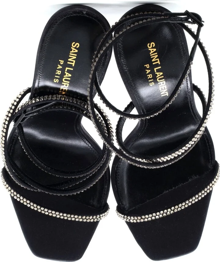 Saint Laurent Women's Opyum Heels Crystal Embellished Satin 110 - Image 2