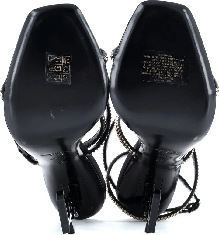Saint Laurent Women's Opyum Heels Crystal Embellished Satin 110 - Image 4