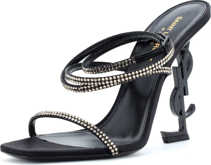 Saint Laurent Women's Opyum Heels Crystal Embellished Satin 110