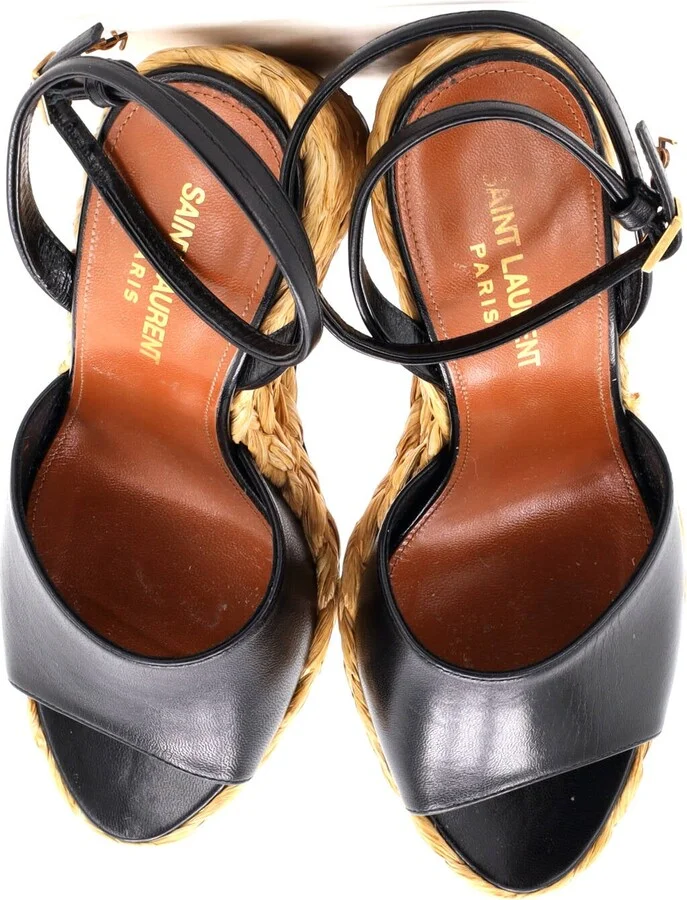 Saint Laurent Women's Paloma Wedge Espadrille Sandals Leather - Image 2