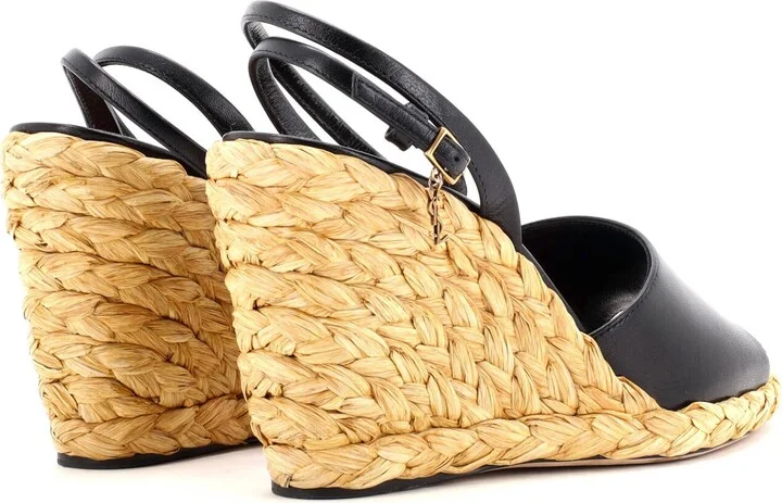 Saint Laurent Women's Paloma Wedge Espadrille Sandals Leather - Image 3