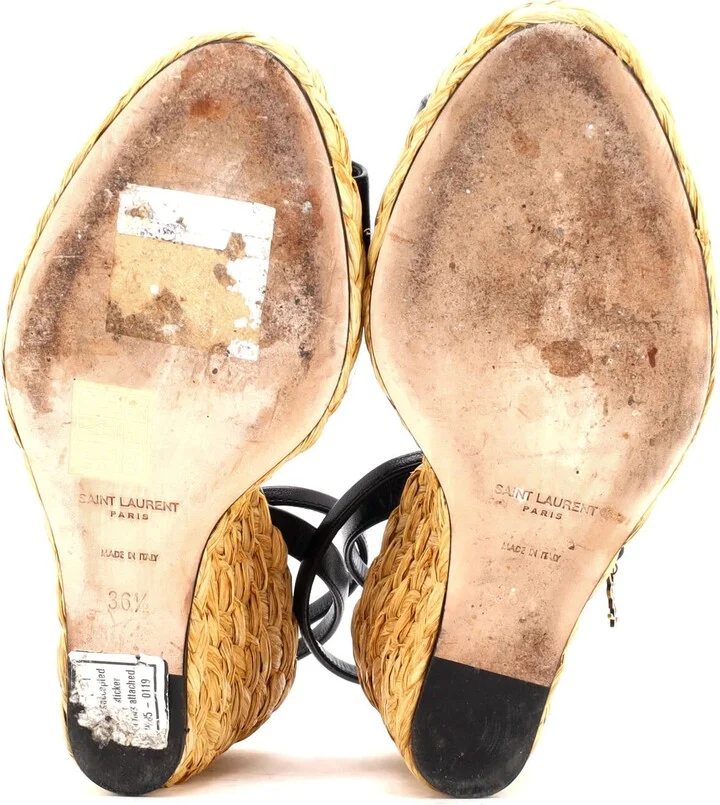 Saint Laurent Women's Paloma Wedge Espadrille Sandals Leather - Image 4