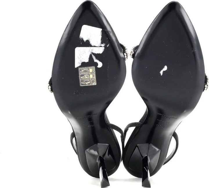 Saint Laurent Women's Rendez-Vous Sandals Embellished Satin - Image 4