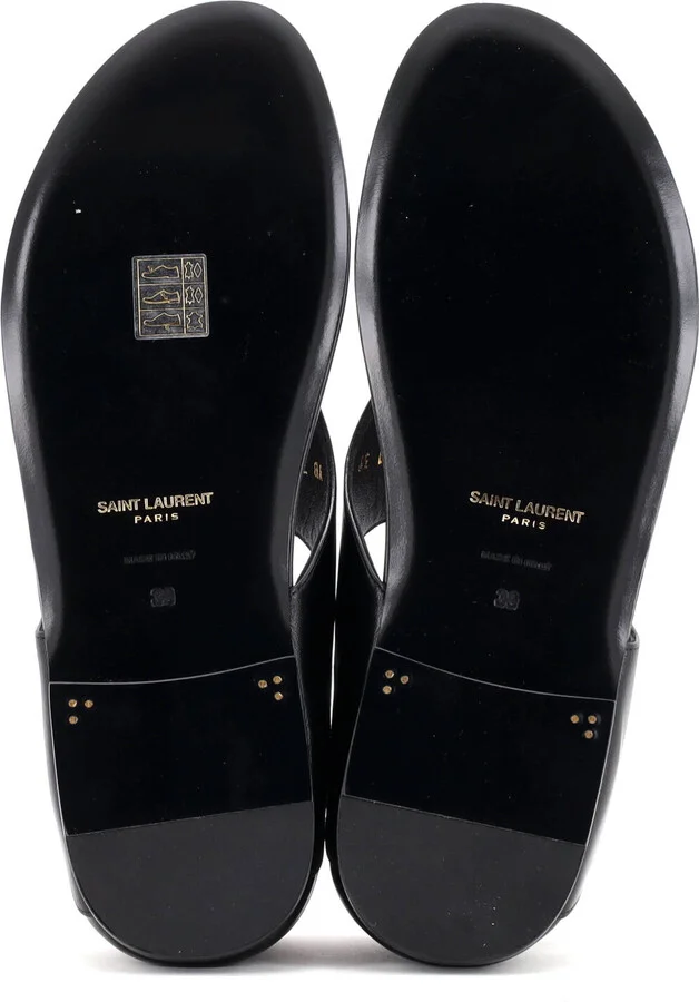 Saint Laurent Women's Ring Flat Sandals Leather - Image 4