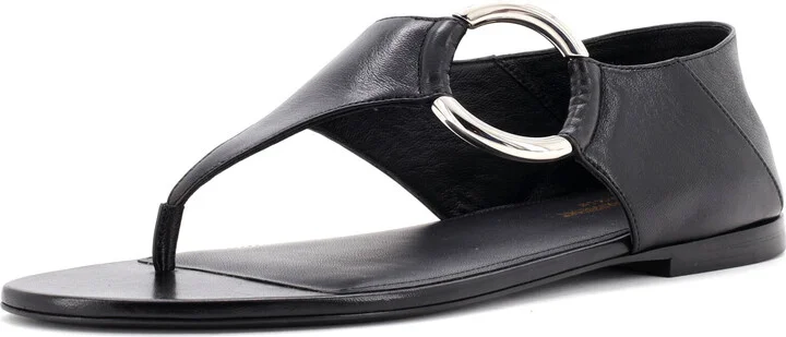 Saint Laurent Women's Ring Flat Sandals Leather