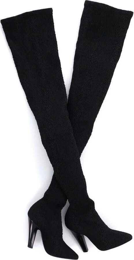 Saint Laurent Women's Thigh High Boots Fabric - Image 5