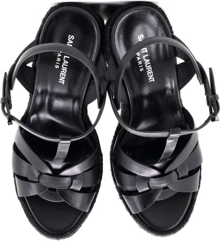 Saint Laurent Women's Tribute Wedge Espadrille Sandals Leather - Image 2