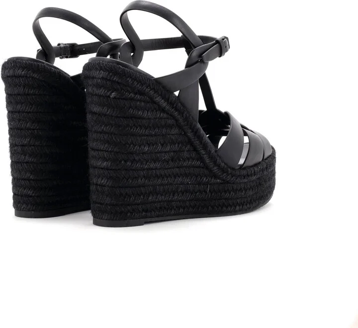 Saint Laurent Women's Tribute Wedge Espadrille Sandals Leather - Image 3