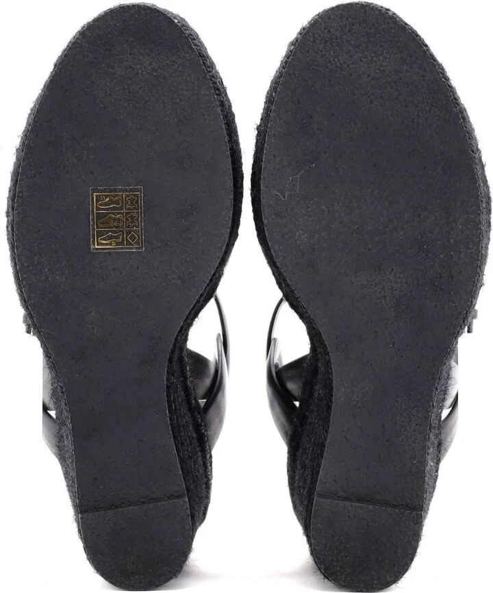 Saint Laurent Women's Tribute Wedge Espadrille Sandals Leather - Image 4