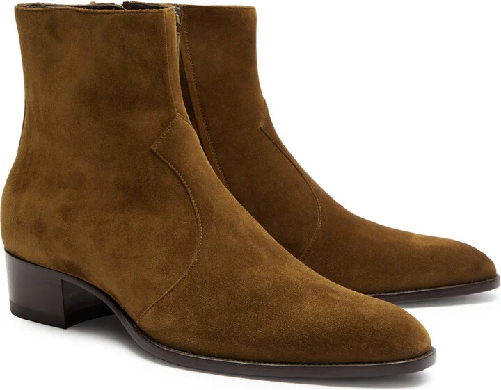 Saint Laurent Wyatt 40 Suede Ankle Boots - Image 2