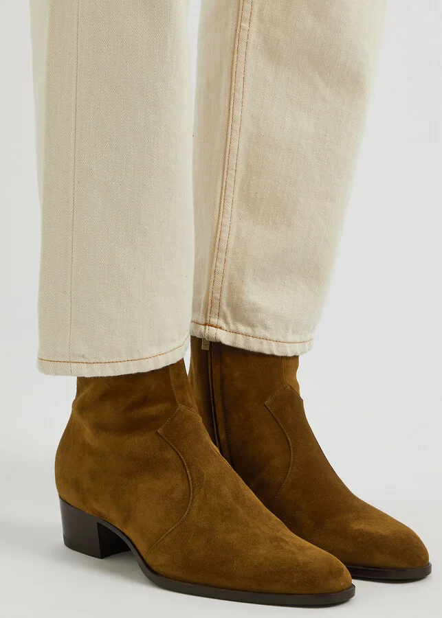 Saint Laurent Wyatt 40 Suede Ankle Boots - Image 5