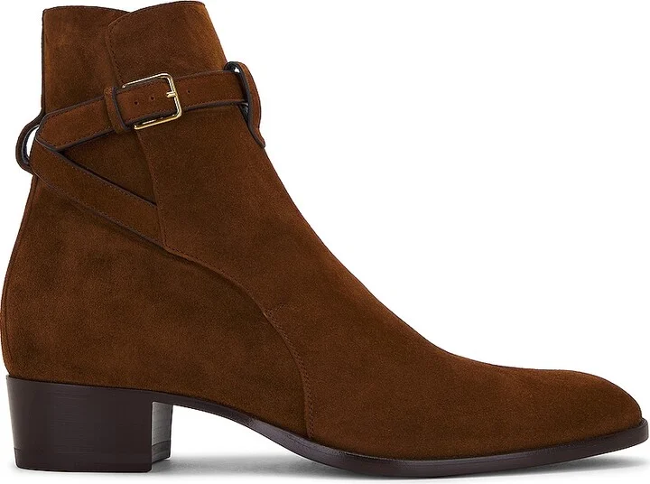Saint Laurent Wyatt 40 Zip Boot in Brown