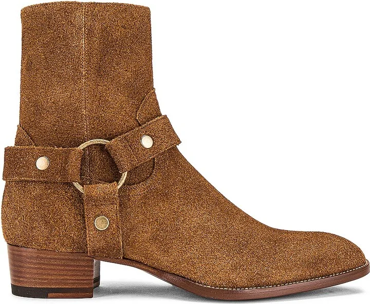 Saint Laurent Wyatt Leather Boot in Brown