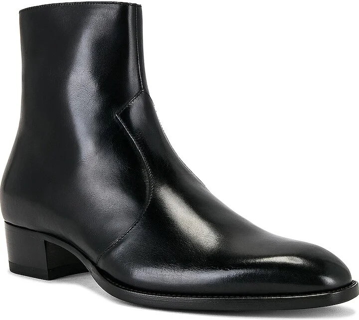Saint Laurent Wyatt Western Zipped Boot in White - Image 2