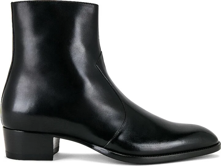 Saint Laurent Wyatt Western Zipped Boot in White