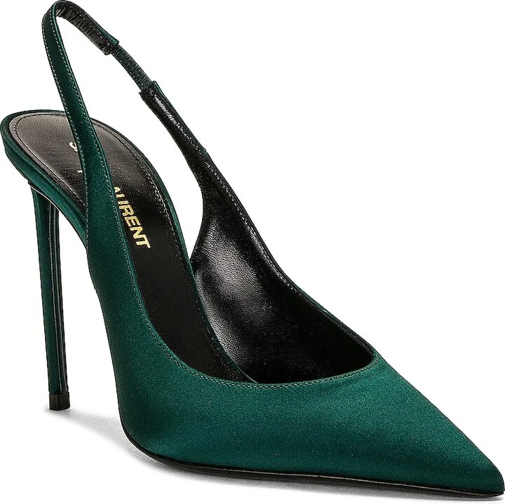 Saint Laurent Zoe Slingback Pump in Green - Image 2