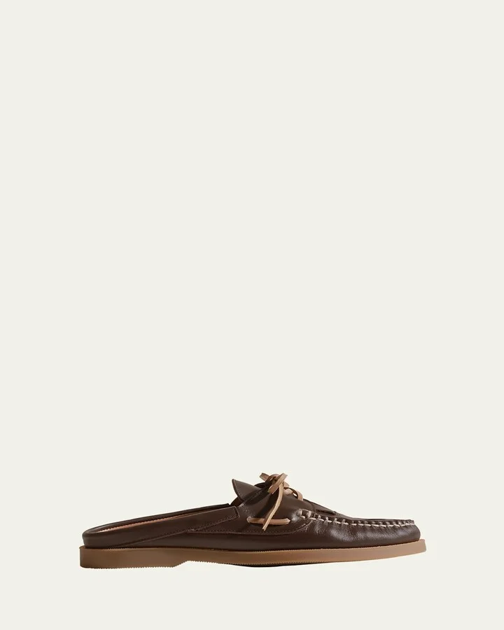 Saler Leather Lace-Up Loafer Mules