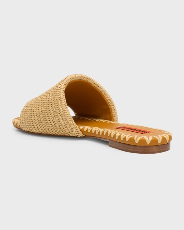 Salerno Raffia Flat Slide Sandals - Image 4