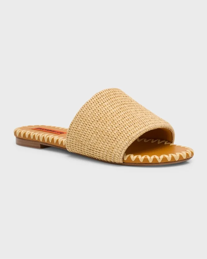 Salerno Raffia Flat Slide Sandals - Image 7