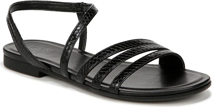SALMA Womens Faux Leather Strappy Flatform Sandals