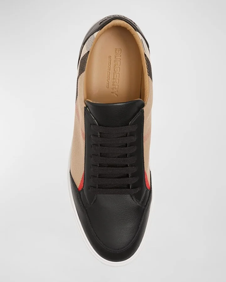 Salmond Check Leather Low-Top Sneakers - Image 2
