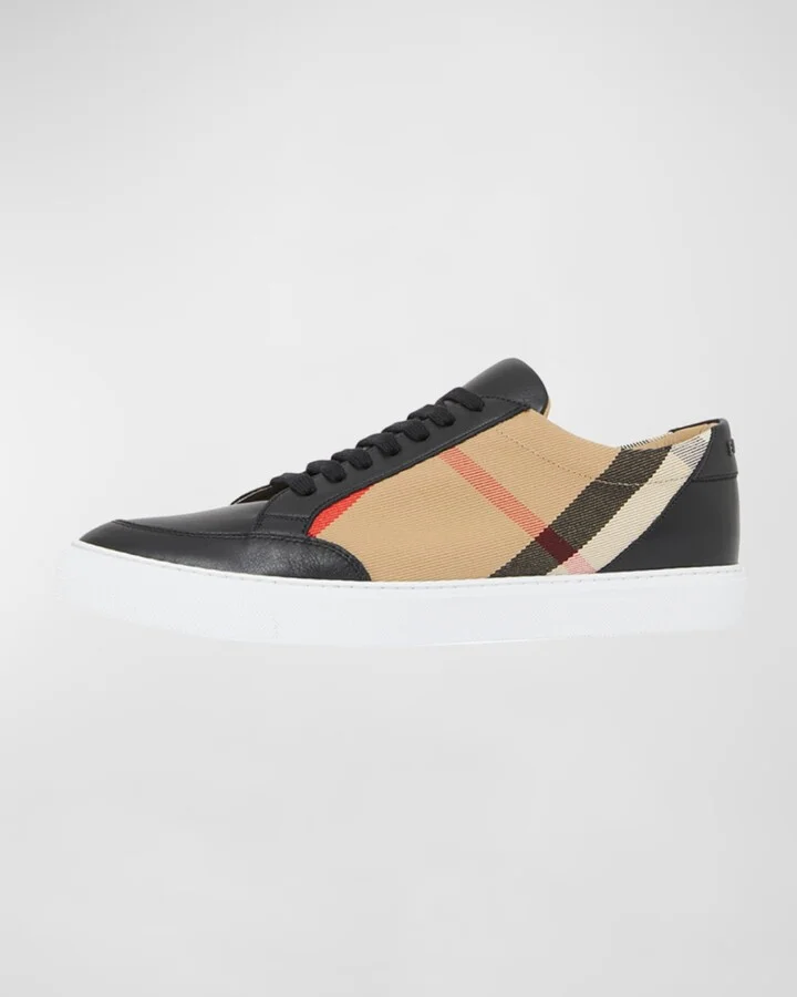 Salmond Check Leather Low-Top Sneakers - Image 8