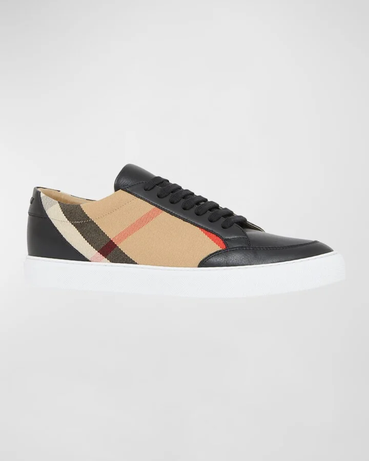 Salmond Check Leather Low-Top Sneakers - Image 11