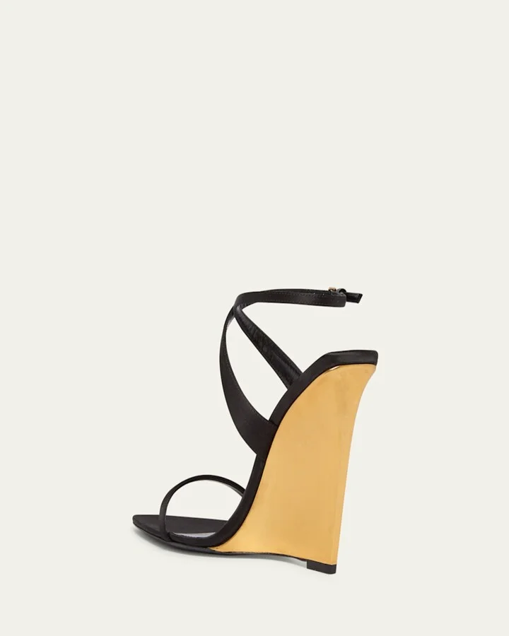 Salome Satin Strappy Wedge Sandals - Image 2