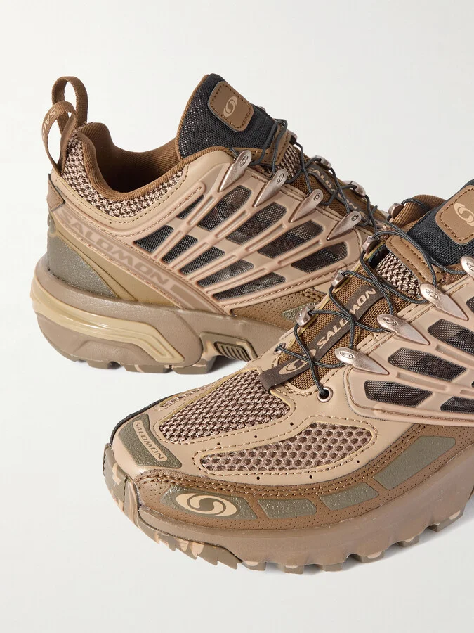 Salomon - Acs Pro Desert Faux Leather And Rubber-trimmed Mesh Sneakers - Brown - Image 4
