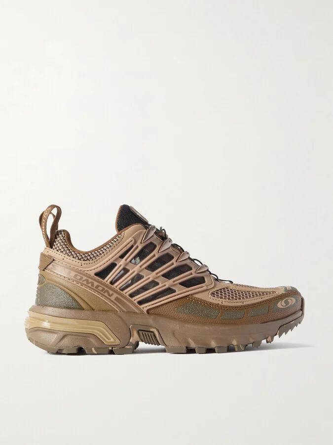 Salomon - Acs Pro Desert Faux Leather And Rubber-trimmed Mesh Sneakers - Brown