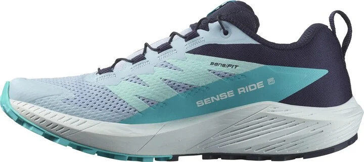 Salomon Women’s Sense Ride 5 Trail Running Shoes - Cashmere Blue/Carbon/Peacock Blue - 7.5