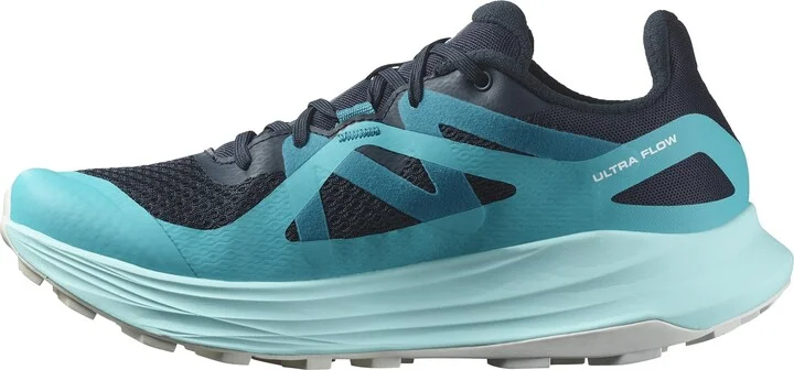 Salomon Women’s Ultra Flow Trail Running Shoes - Carbon/Peacock Blue/White - 5.5