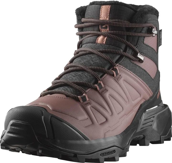Salomon Women’s X Ultra Snowpilot Waterproof Winter Hiking Boots - Black/Peppercorn/Cognac - 7.5